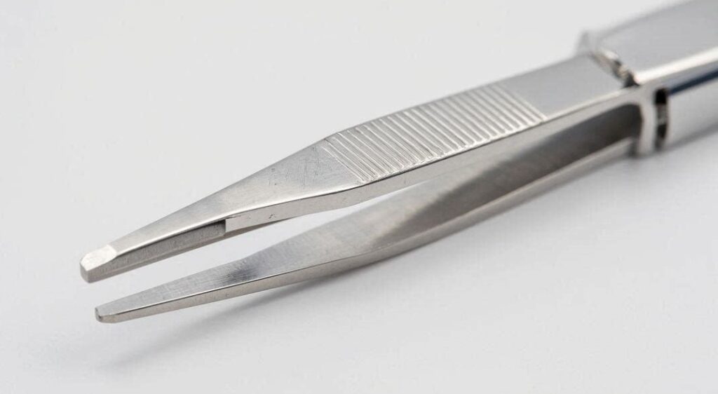 Rubis Switzerland Slanted Tip Tweezer-Silver