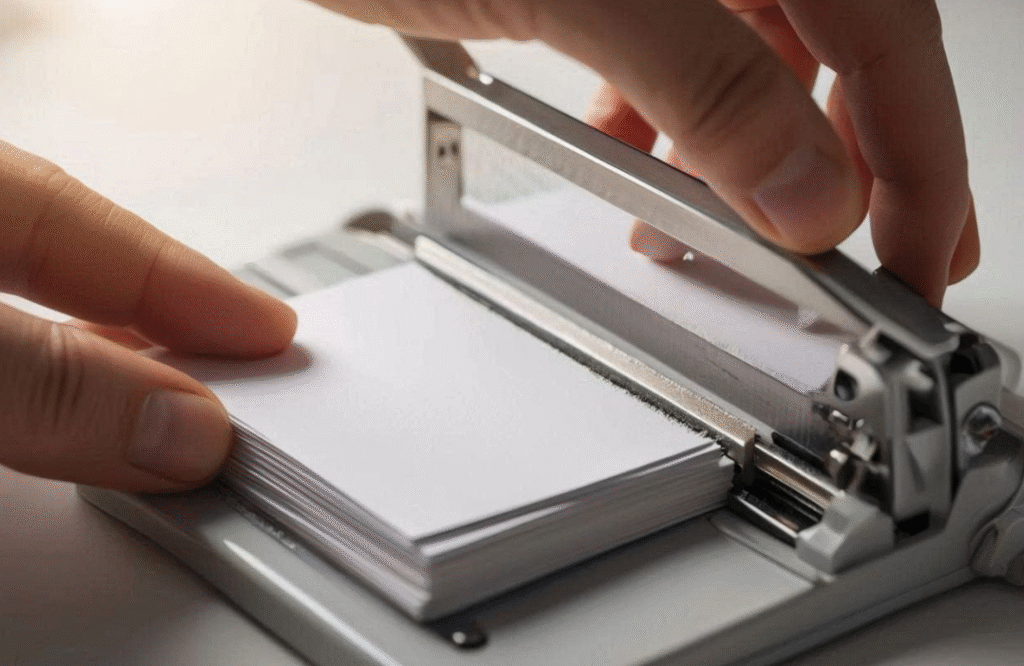 item often cut with a pocket-sized guillotine cutter