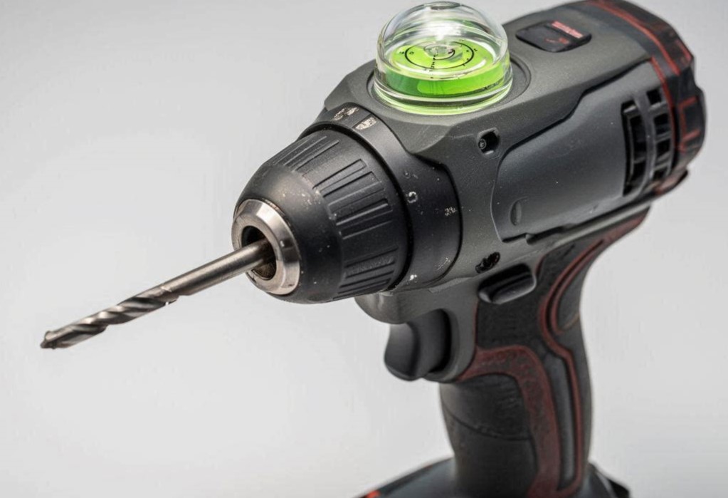 drill with integral bullseye level